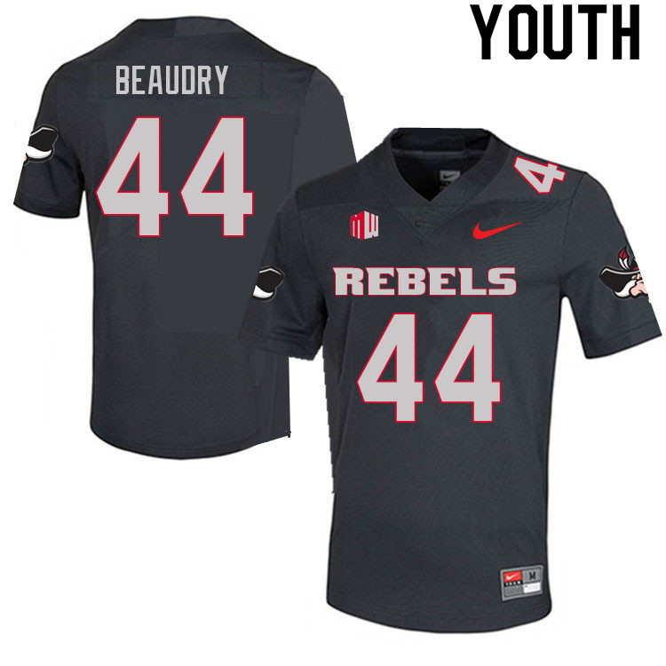 Youth #44 Kyle Beaudry UNLV Rebels College Football Jerseys Sale-Charcoal